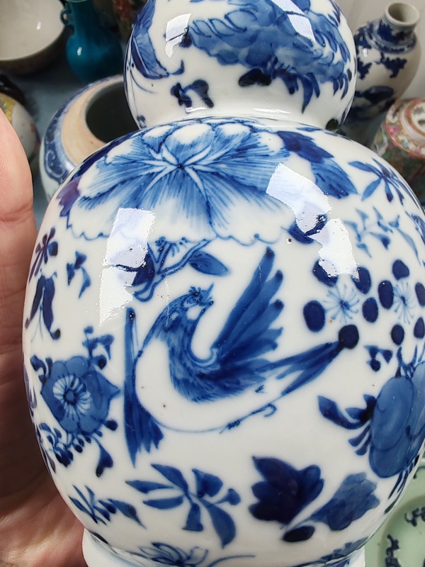 古玩陶瓷晚清時期青花花鳥紋葫蘆瓶拍賣,當前價格2280元