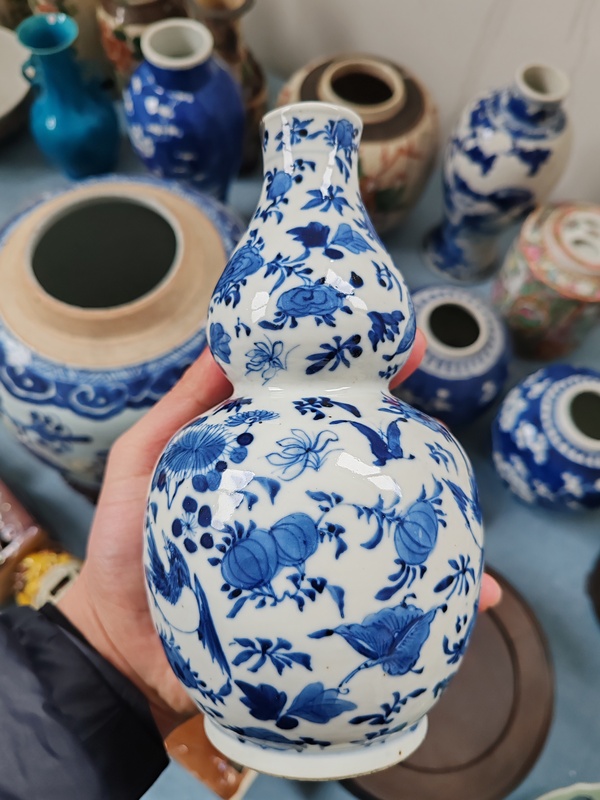 古玩陶瓷晚清時期青花花鳥紋葫蘆瓶拍賣,當前價格2280元