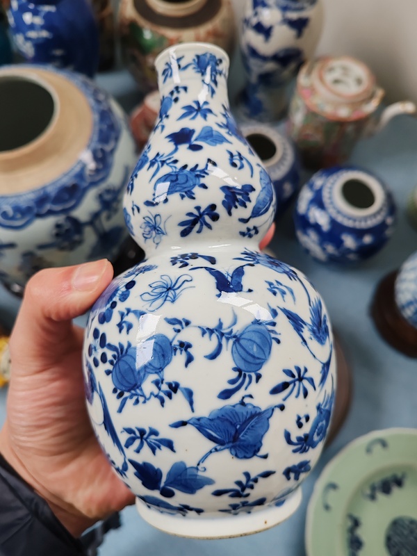 古玩陶瓷晚清時期青花花鳥紋葫蘆瓶拍賣,當前價格2280元