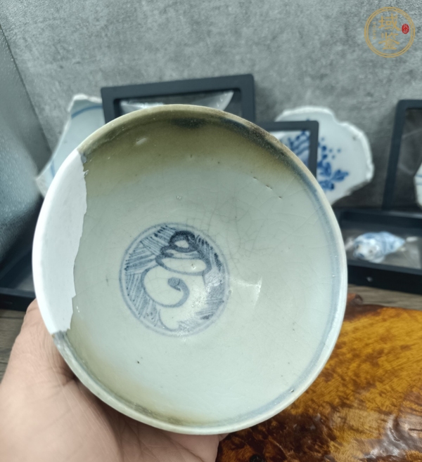 古玩陶瓷青花飛馬紋茶碗真品鑒賞圖