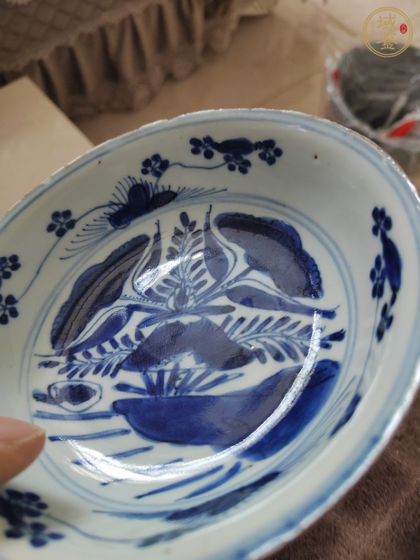 古玩陶瓷花卉紋青花盤真品鑒賞圖