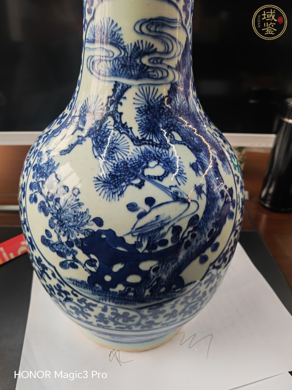 古玩陶瓷青花松鶴延年瓶真品鑒賞圖