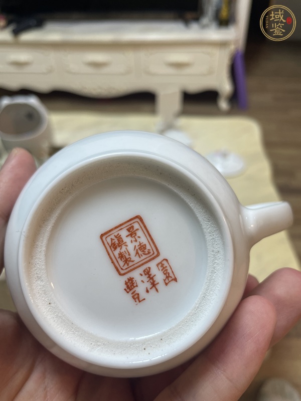 古玩陶瓷粉彩梅花紋杯套裝真品鑒賞圖