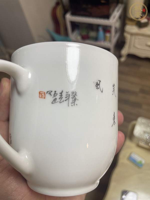 古玩陶瓷粉彩梅花紋杯套裝真品鑒賞圖