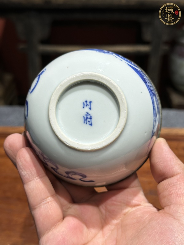 古玩陶瓷清代光緒青花鳳紋碗真品鑒賞圖