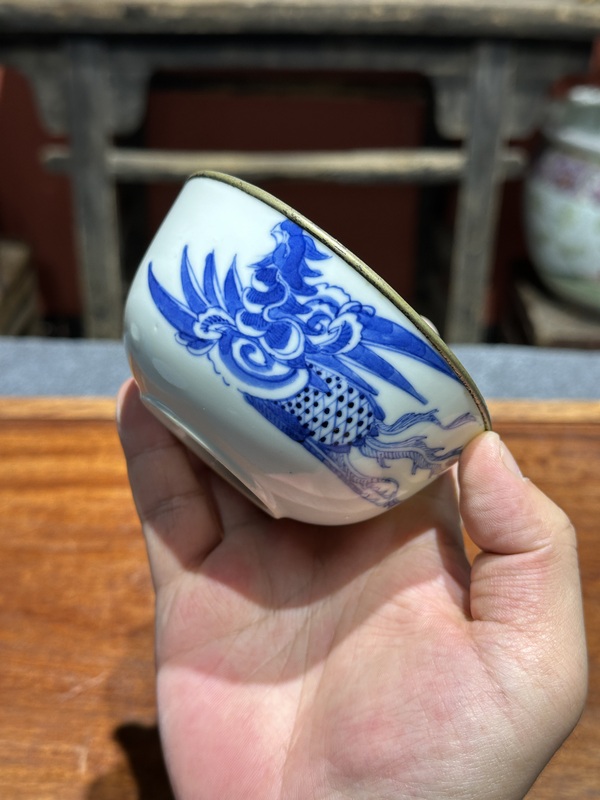 古玩陶瓷清代光緒青花鳳紋碗拍賣,當前價格2600元
