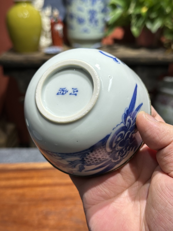 古玩陶瓷清代光緒青花鳳紋碗拍賣,當前價格2600元