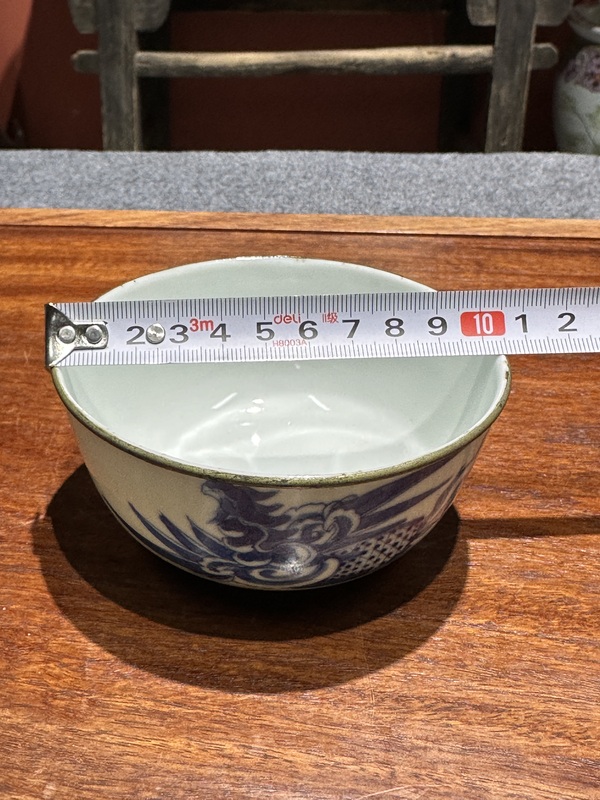 古玩陶瓷清代光緒青花鳳紋碗拍賣，當前價格3800元