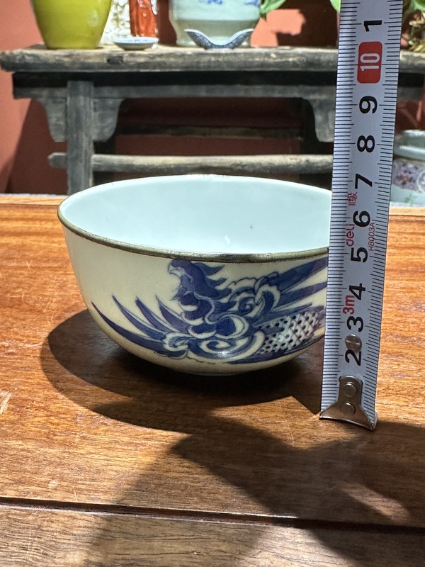 古玩陶瓷清代光緒青花鳳紋碗拍賣，當前價格3800元