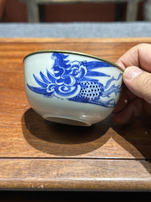 古玩陶瓷清代光緒青花鳳紋碗拍賣,當前價格2600元