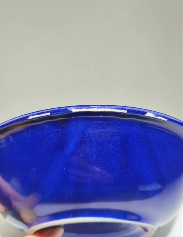 古玩陶瓷晚清-藍(lán)釉折沿盤拍賣,當(dāng)前價格1500元
