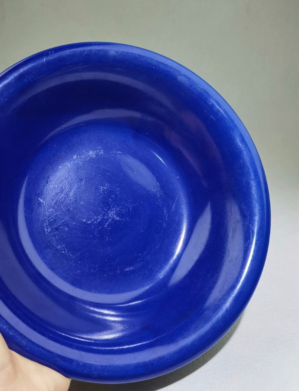 古玩陶瓷晚清-藍(lán)釉折沿盤拍賣,當(dāng)前價格1500元