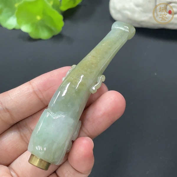 古玩玉器天然翡翠煙嘴真品鑒賞圖