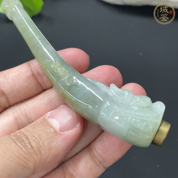 古玩玉器天然翡翠煙嘴真品鑒賞圖