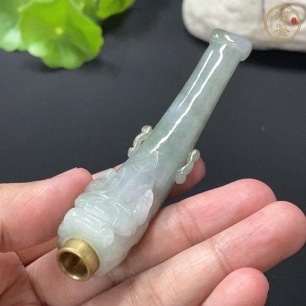 古玩玉器天然翡翠煙嘴真品鑒賞圖