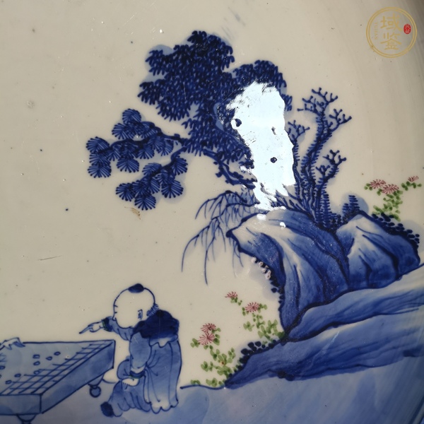 古玩陶瓷民國(guó)青花加彩賞盤真品鑒賞圖