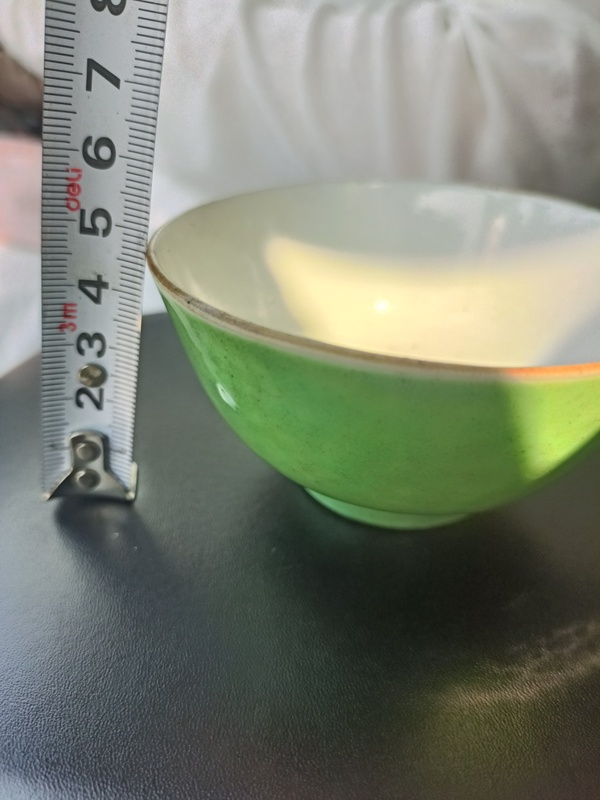 古玩陶瓷晚清蘋果綠釉茶碗拍賣,當(dāng)前價(jià)格3888元