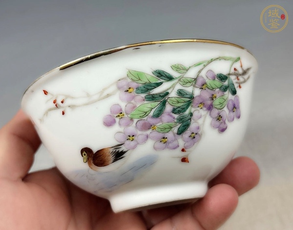 古玩花鳥紋茶圓真品鑒賞圖