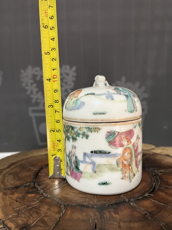 古玩陶瓷粉彩人物故事紋蓋缸拍賣,當前價格2500元