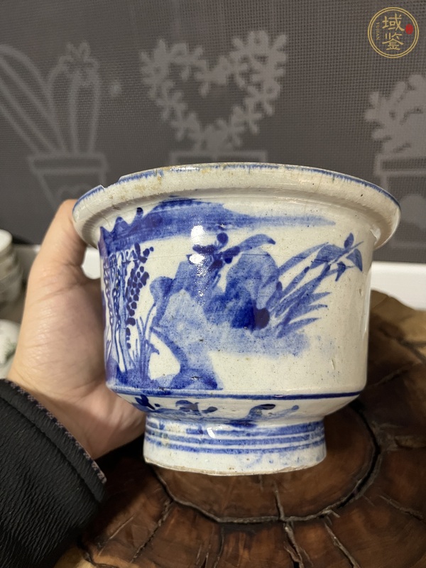 古玩陶瓷山水詩文青花杯真品鑒賞圖