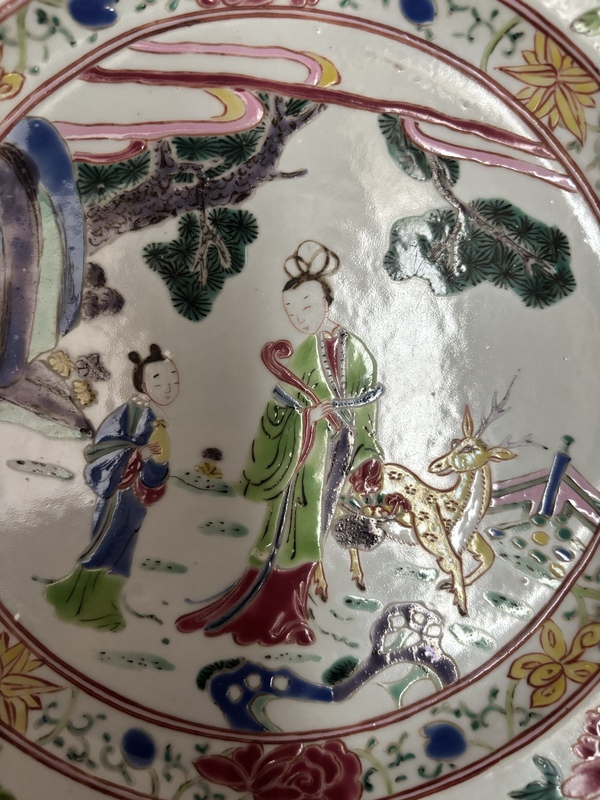 古玩陶瓷清雍正 粉彩麻姑獻(xiàn)壽故事紋盤拍賣，當(dāng)前價(jià)格11888元