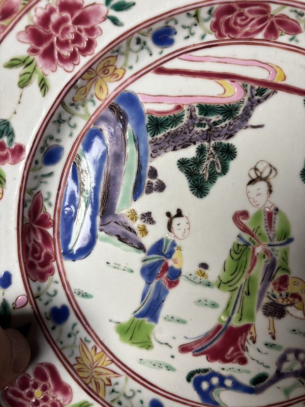 古玩陶瓷清雍正 粉彩麻姑獻(xiàn)壽故事紋盤拍賣，當(dāng)前價(jià)格11888元