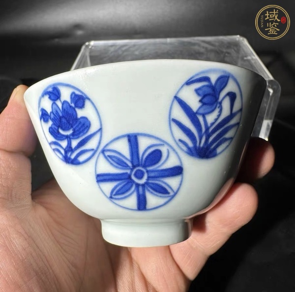 古玩陶瓷清道光 青花皮球花蓋碗真品鑒賞圖