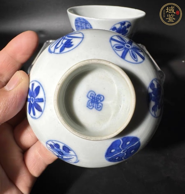 古玩陶瓷清道光 青花皮球花蓋碗真品鑒賞圖