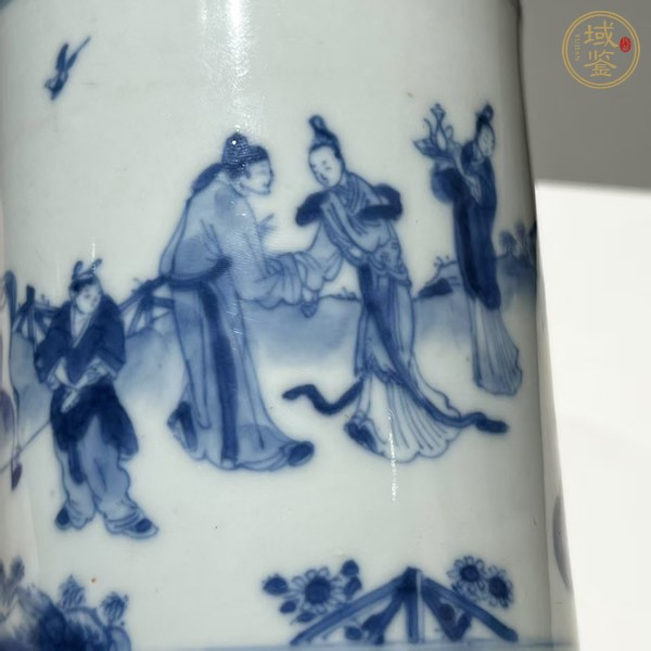 古玩陶瓷青花長(zhǎng)亭送別圖筆筒真品鑒賞圖