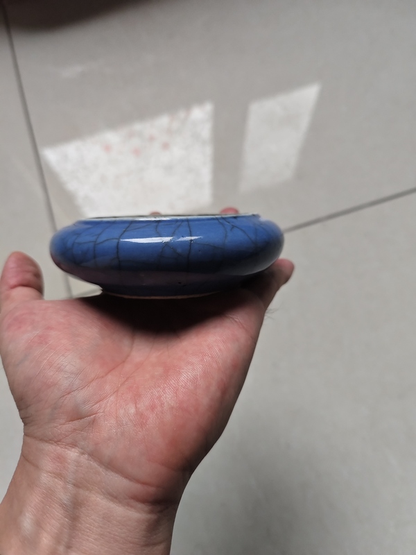 古玩陶瓷藍(lán)哥釉銅鑼洗拍賣，當(dāng)前價格6000元