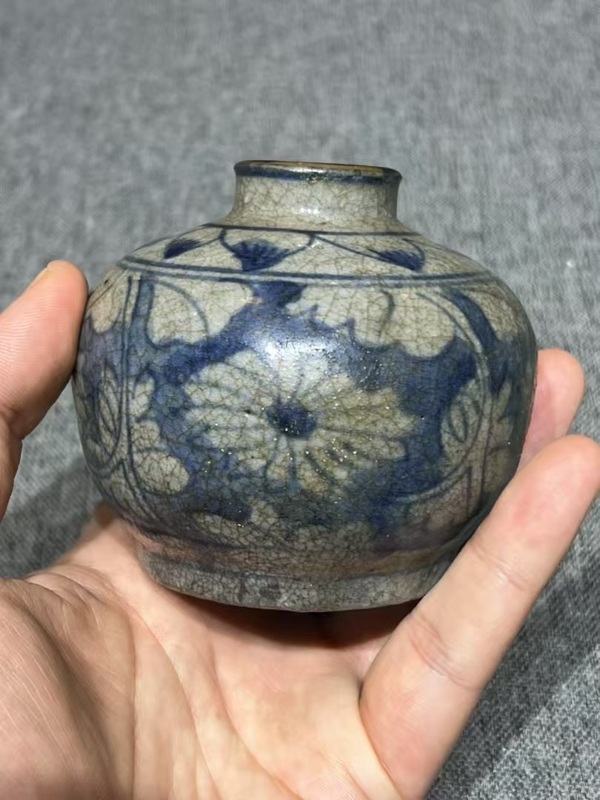 古玩陶瓷晚明青花水盂拍賣,當前價格888元