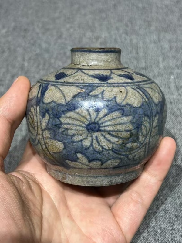 古玩陶瓷晚明青花水盂拍賣,當前價格888元