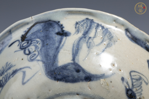 古玩陶瓷明中·青花攜琴訪友紋碗真品鑒賞圖
