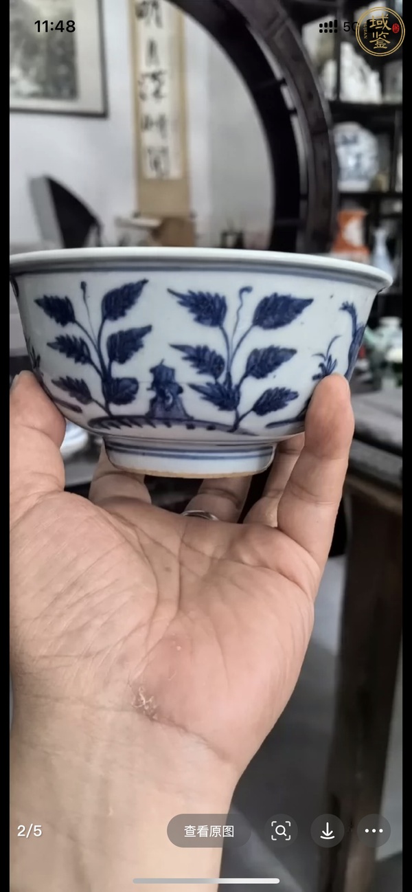 古玩陶瓷青花虎紋茶碗真品鑒賞圖