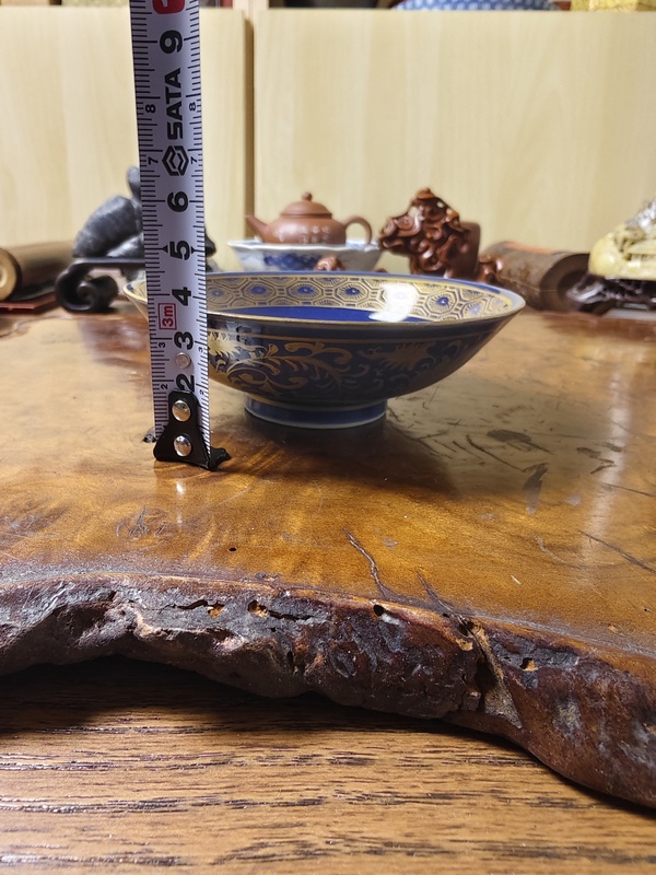 古玩陶瓷藍釉描金碗拍賣，當前價格698元