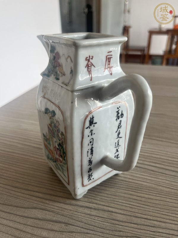 古玩陶瓷粉彩人物故事紋茶壺真品鑒賞圖