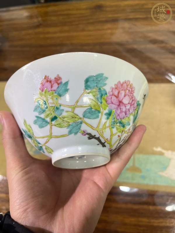 古玩陶瓷清光緒 淺絳彩花鳥紋碗真品鑒賞圖