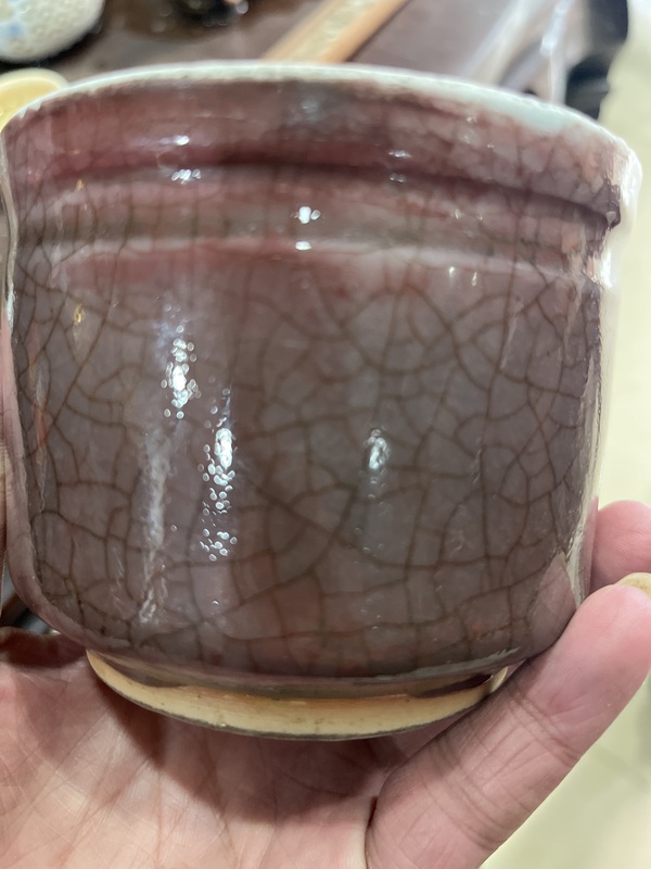 古玩陶瓷清中期郎紅釉筒式爐拍賣，當(dāng)前價(jià)格3000元