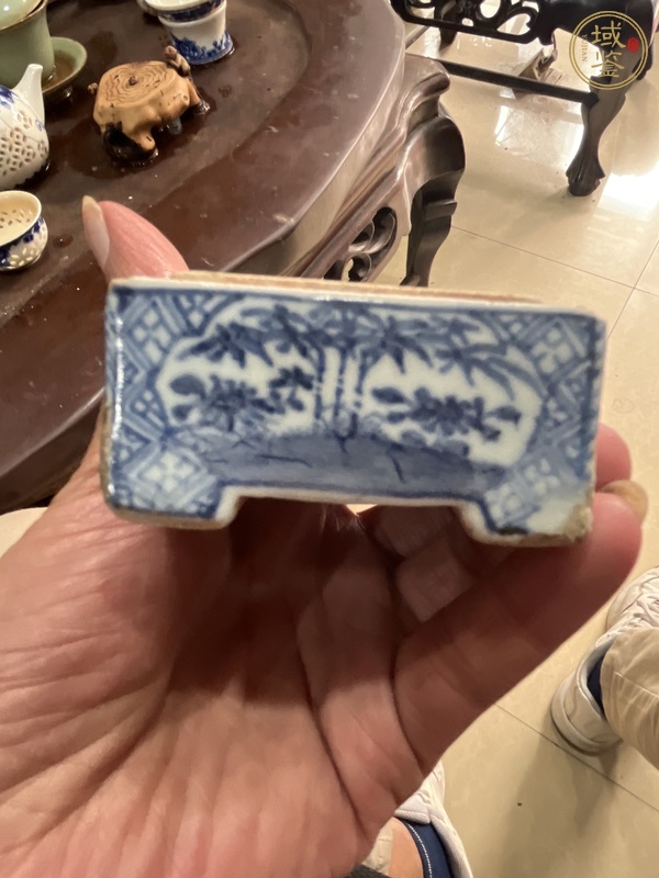 古玩陶瓷乾隆青花暖硯真品鑒賞圖