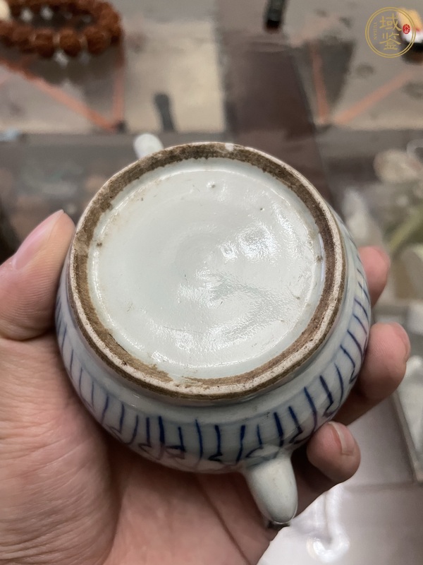 古玩陶瓷青花淡描花卉紋茶壺真品鑒賞圖