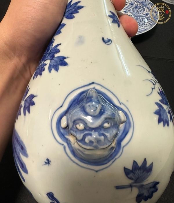 古玩陶瓷花鳥紋青花蒜頭瓶真品鑒賞圖