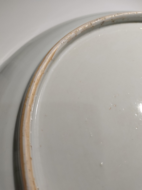古玩陶瓷清康熙雙犄角牡丹紋青花盤拍賣，當(dāng)前價格4200元