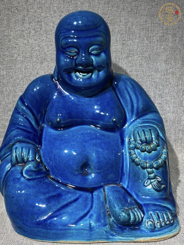 古玩孔雀藍(lán)彌勒佛真品鑒賞圖