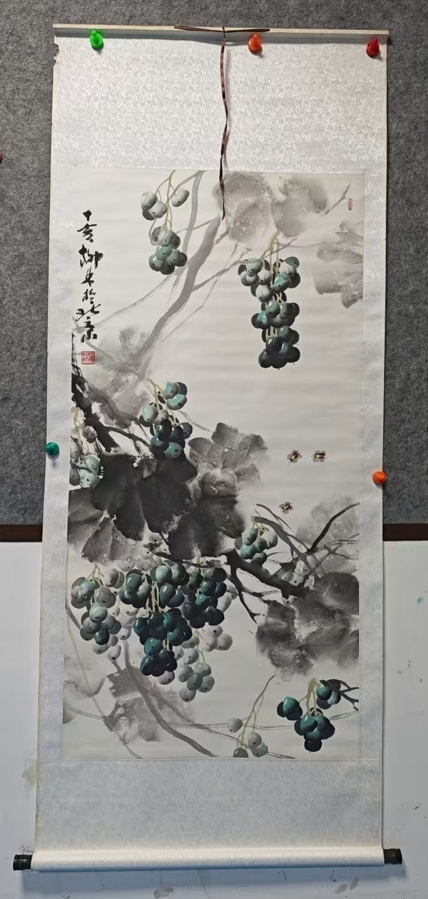 古玩字畫國畫大師郭石夫弟子中美協(xié)會員柳林葡萄拍賣，當(dāng)前價格699元