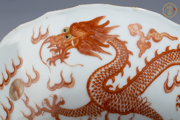 古玩陶瓷晚清·礬紅描金趕珠龍紋花口高足碗真品鑒賞圖