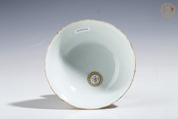 古玩陶瓷晚清·礬紅描金趕珠龍紋花口高足碗真品鑒賞圖