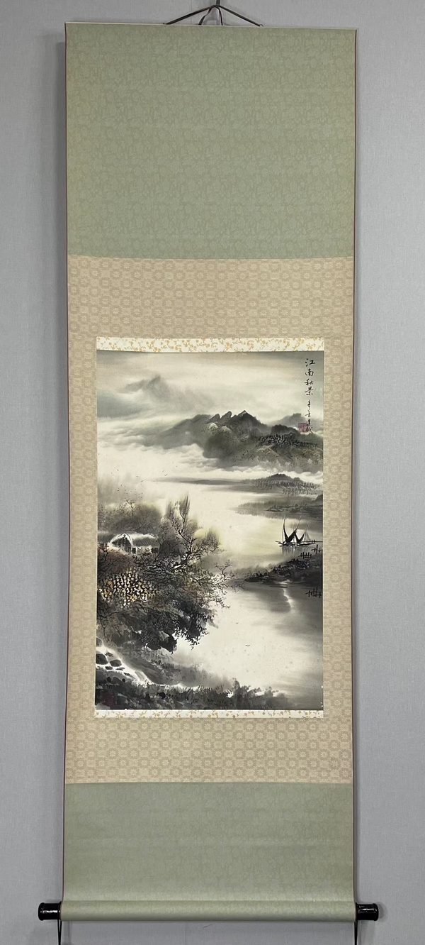 古玩字畫當代名家吳建斌寫意山水國畫江南秋景拍賣,當前價格1898元