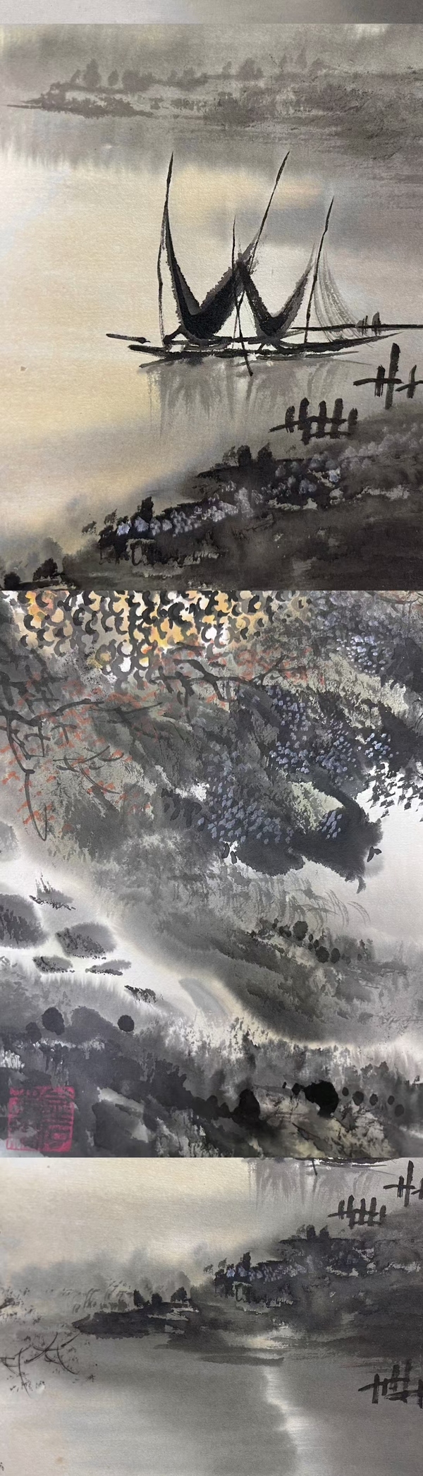 古玩字畫當代名家吳建斌寫意山水國畫江南秋景拍賣,當前價格1898元