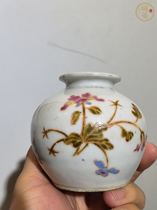 古玩陶瓷粉彩花卉紋石榴尊真品鑒賞圖