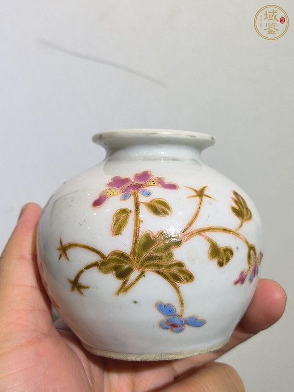 古玩陶瓷粉彩花卉紋石榴尊真品鑒賞圖